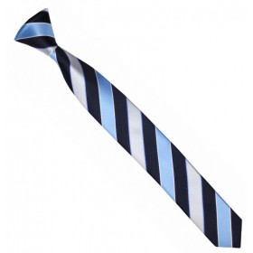 Detská kravata modré a smotanové prúžky