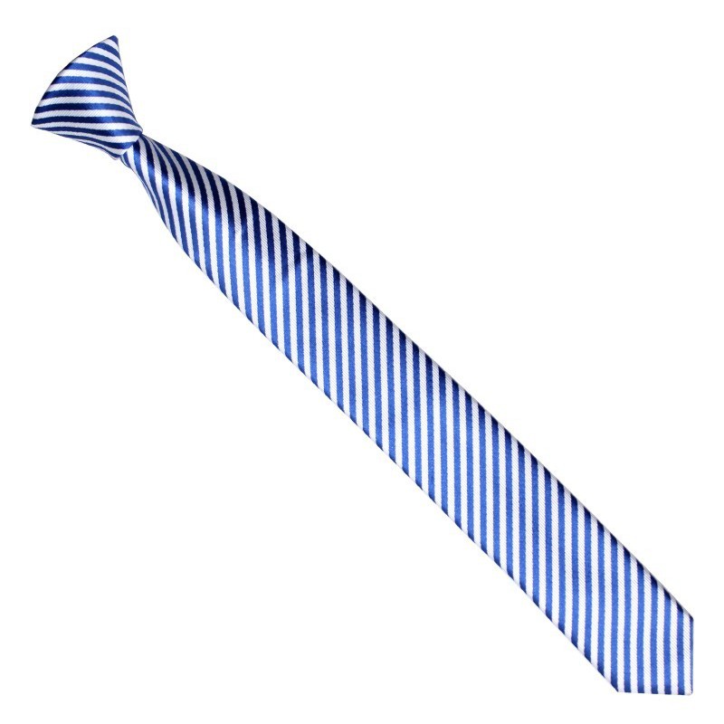 Detská kravata biela s modrými prúžkami