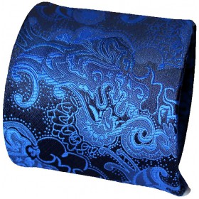 Kravata s vreckovkou parížska modrá kašmírový vzor