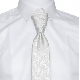 Francúzska svadobná kravata biela s lesklým vzorom