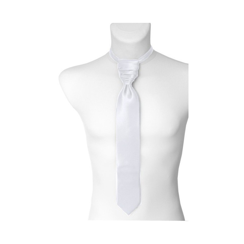 Francúzska kravata biela lesklá hladká 