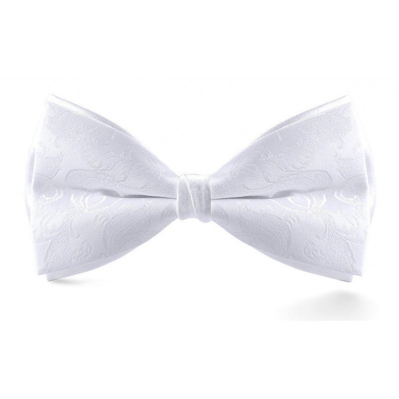 Svadobný motýlik biely s ornamentom dvojitý BWT