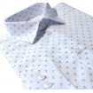 Chlapčenská košeľa s drobným granátovo-modrým vzorom slim fit