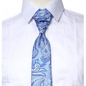 Francúzska kravata svetlomodrá paisley