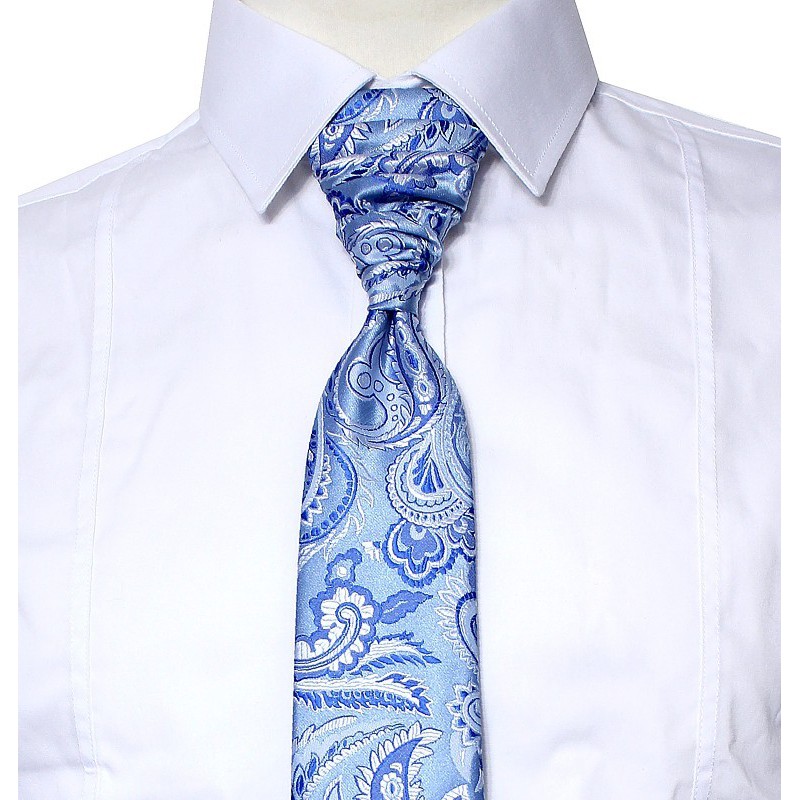 francúzska kravata svetlmodrá paisley