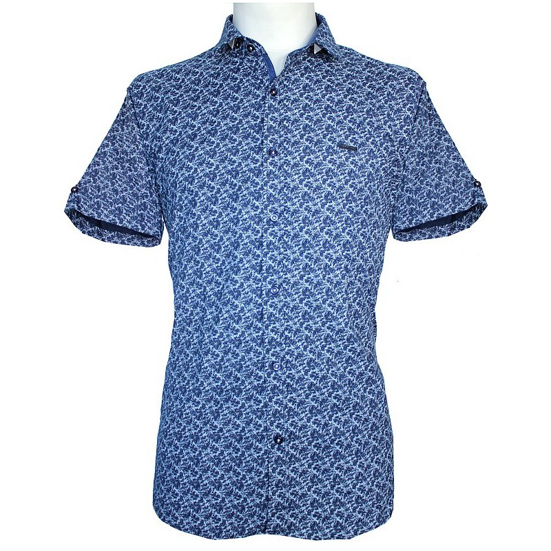 Košeľa s krátkym rukávom tmavomodrá vzorovaná EgoMan