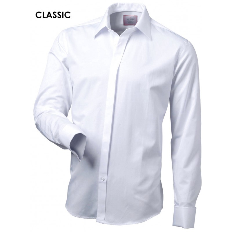 Biela košeľa na manžetové gombíky klasický strih Victorio
