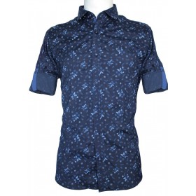Pánska košeľa kvetovaná tmavomodrá s modrým vzorom EgoMan
