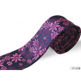 Kvetovaná kravata fuchsia slim