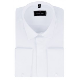 Luxusná biela košeľa na manžetové gombíky slim fit Victorio