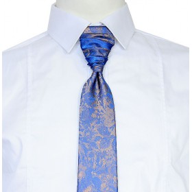 Francúzska kravata modro-zlatá vzorovaná exclusive