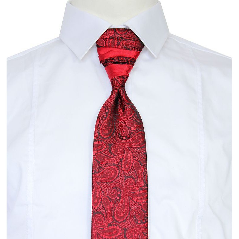 francúzska kravata červená paisley