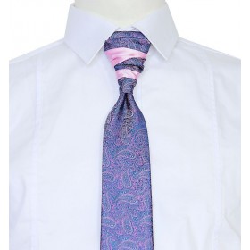francúzska kravata modro-ružová 