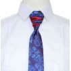 Francúzska kravata parížska modrá s bordovým vzorom exclusive