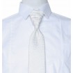 Francúzska kravata prírodná biela s lesklým ornamentom exclusive