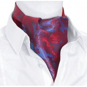 Modrý askot s červeným vzorom paisley