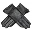 Dámske rukavice kožené s kožušinovou podšívkou čierne Prius Lux
