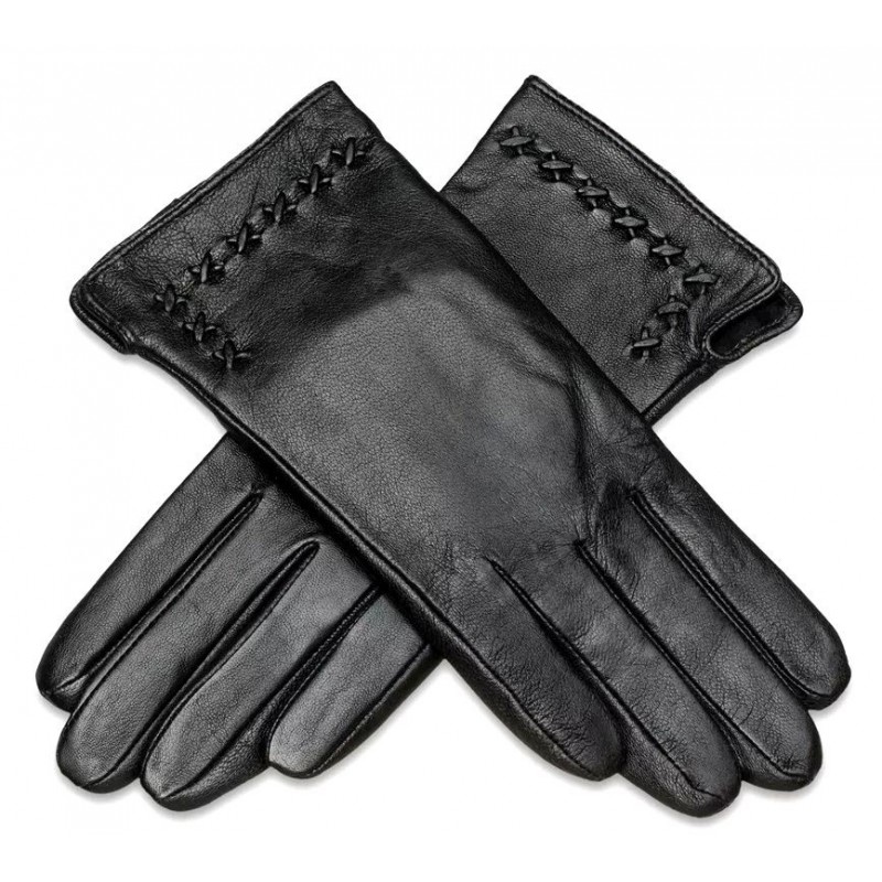 Kožené rukavice dámske kožušinová podšívka elegantný vzor