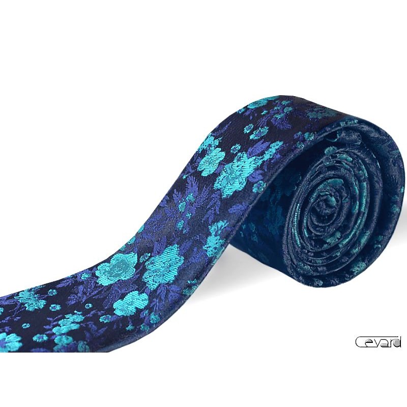 petrolejová kravata kvetovaná