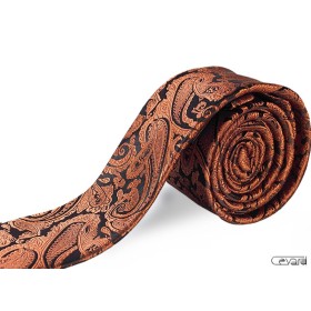 Hrdzavohnedá kravata paisley slim