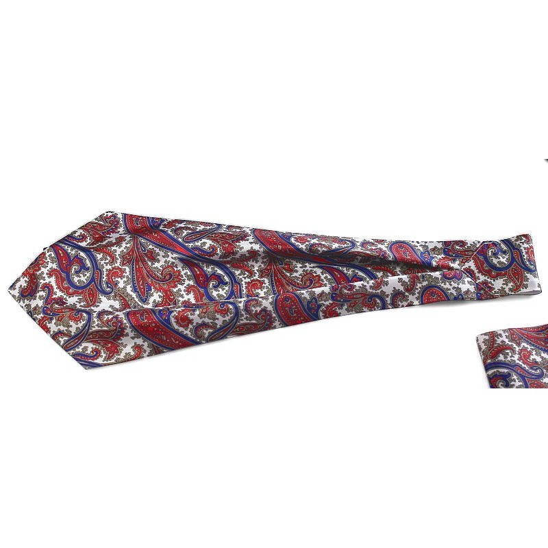 Askot s kašmírovým vzorom červená-modrá