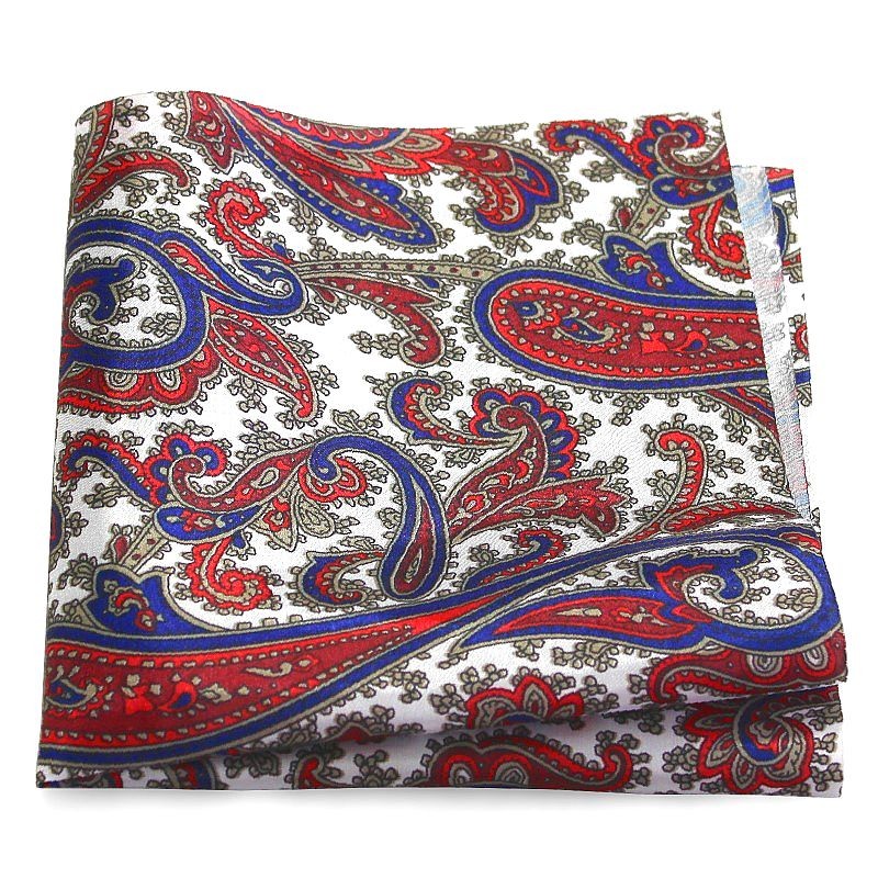 Askot s kašmírovým vzorom červená-modrá