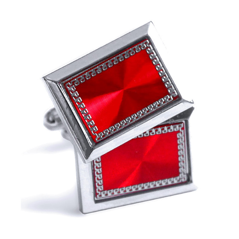 Manžetové gombíky červené so strieborným lemom