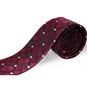 Kravata bordová károvaná slim