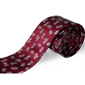 Kravata vínovo bordová s kvetovým vzorom slim