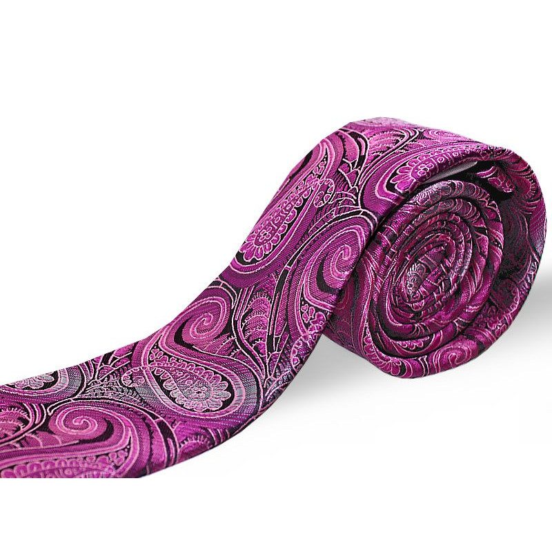 Cyklámenová kravata paisley slim