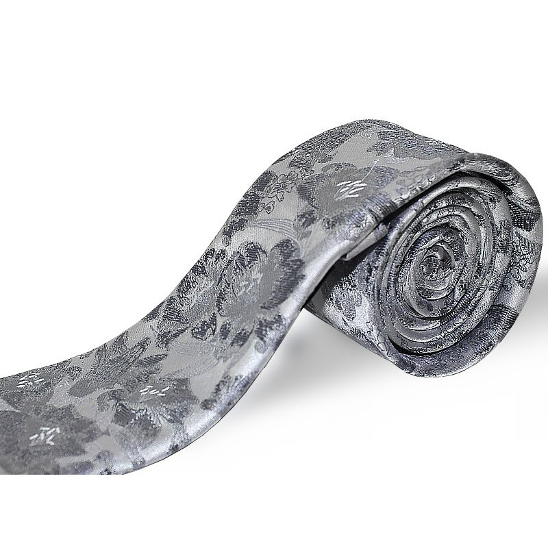 Sivá kravata kvetovaná slim