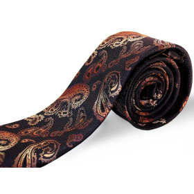 Tmavohnedá kravata paisley
