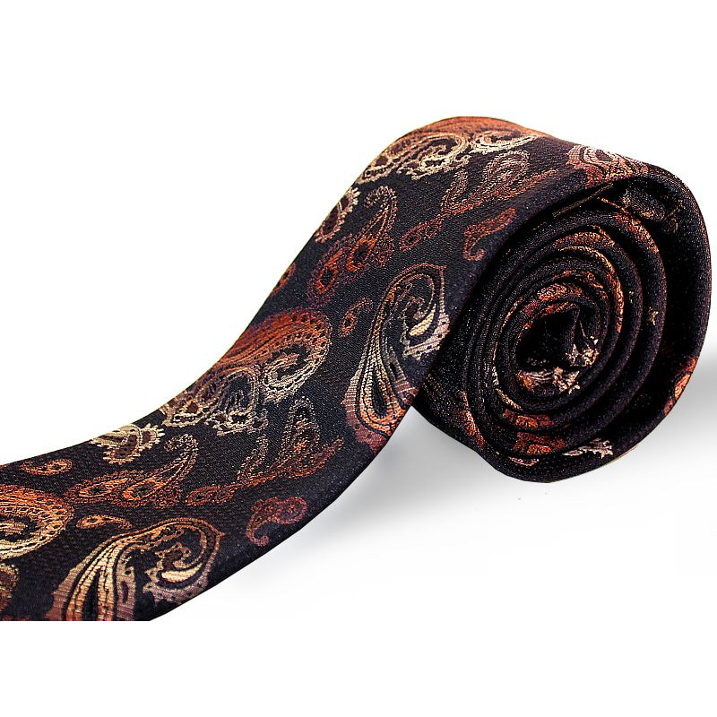 Tmavohnedá kravata paisley