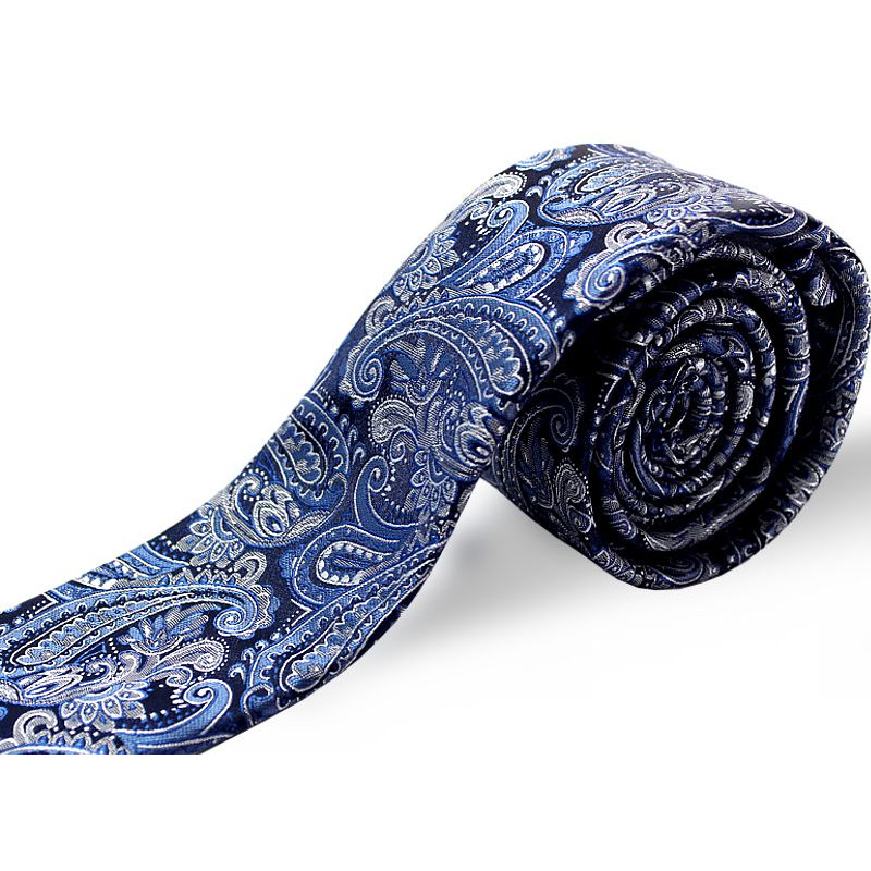 Modrá kravata paisley jeans-parížska modrá slim