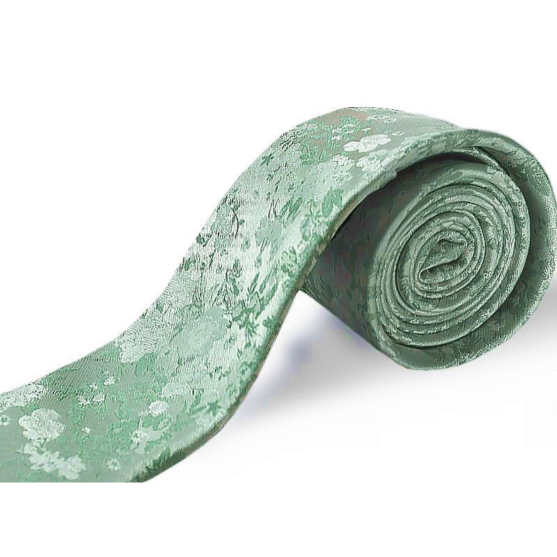 Svetlozelená kravata kvetovaná slim