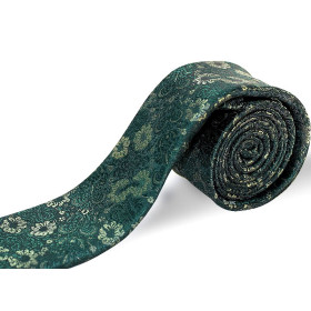 Tmavozelená kravata s kvetovým vzorom