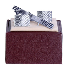 Manžetové gombíky s kravatovou sponou strieborné štruktúra Vincitore