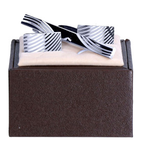 Manžetové gombíky s kravatovou sponou strieborné Vincitore