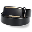 Kožený opasok čierny s automatickou sponou matný so zlatými pruhmi VINCITORE