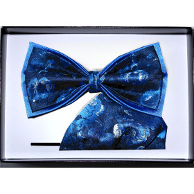 Motýlik parížska modrá kvetovaný dvojitý s vreckovkou