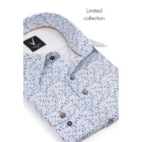 Exkluzívna košeľa vzorovaná slim fit s kontrastnými gombíkmi Victorio