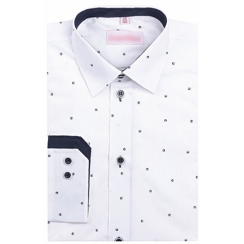 Chlapčenská košeľa vzorovaná s granátovou podšívkou slim fit