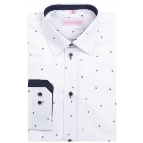 Chlapčenská košeľa vzorovaná s granátovou podšívkou slim fit