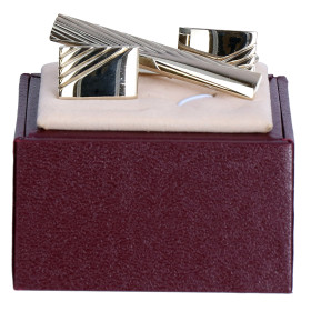 Manžetové gombíky s kravatovou sponou zlaté lesklé prúžky Vincitore