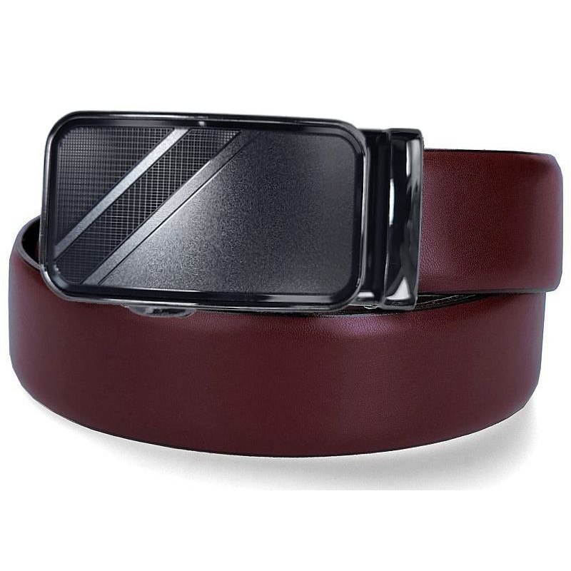 Kožený opasok bordový s automatickou sponou grafit VINCITORE