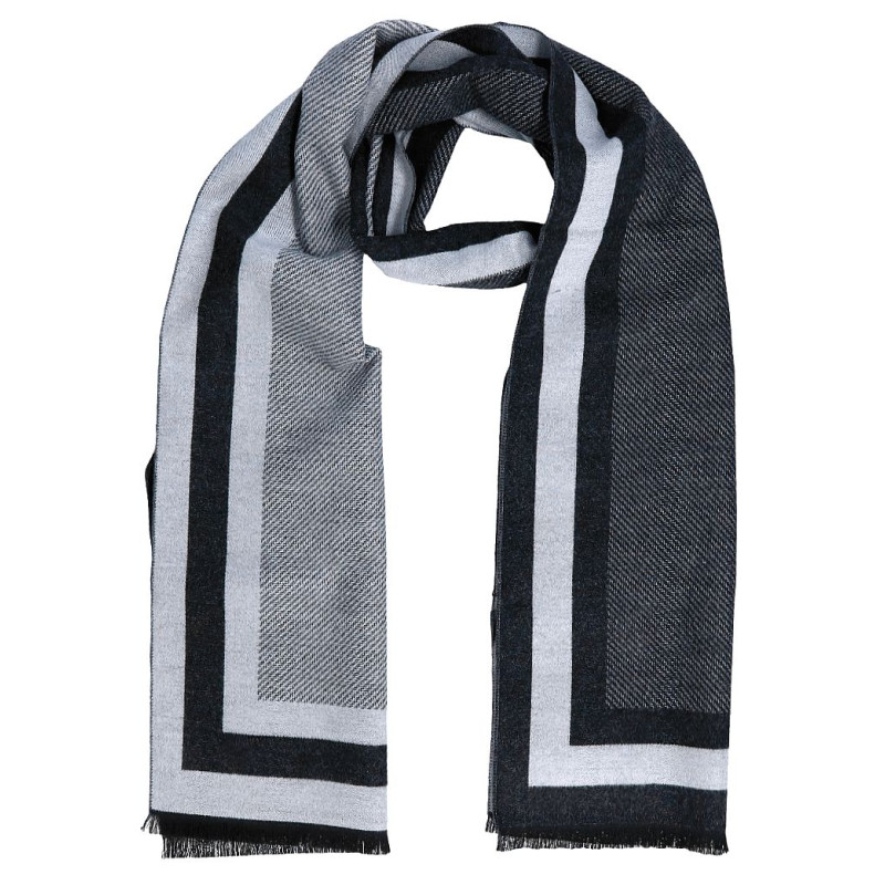 Pánsky šál obojstranný sivoo-čierny šikmé prúžky