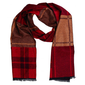 Pánsky šál obojstranný červeno-hnedý káro