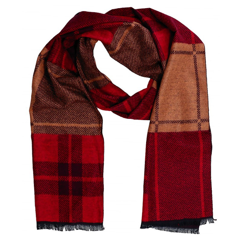 Pánsky šál obojstranný červeno-hnedý káro