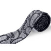 Grafitová kravata paisley na čiernom podklade slim