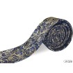 Zlatá kravata floral na tmavomodrom podklade slim